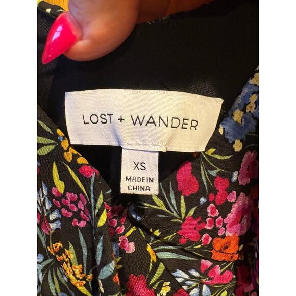 Lost + Wander Sleeveless Flora Garden Asymmetric Hem Ruffled Midi Dress XS - Picture 10 of 11